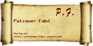 Patzauer Fabó névjegykártya